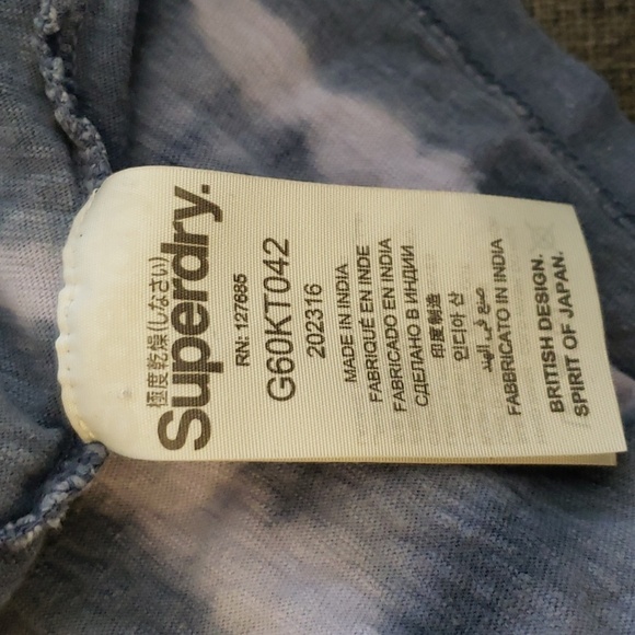 Superdry Gray & White Tie Dyed Racerback Vest Tank with Sequin Pocket SZ M - Picture 7 of 10